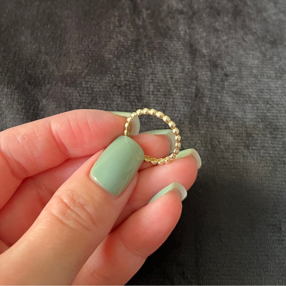 Beaded 10k Gold Stackable Ring - Picture 3 of 12